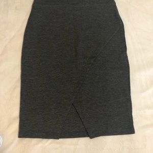 Cute grey stretchy pencil skirt with front slit